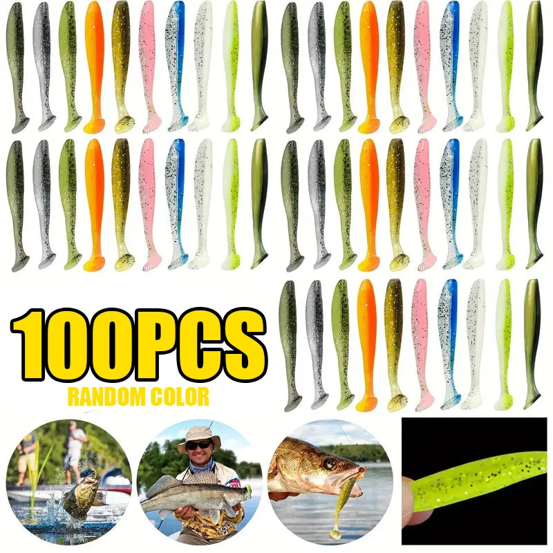 Fishing Lure Soft Tail Bait Set 55/65/75mm Swimbaits Silicone Wobblers Pesca Bass Carp Fishing Tackle Random Color 10/50/100Pcs