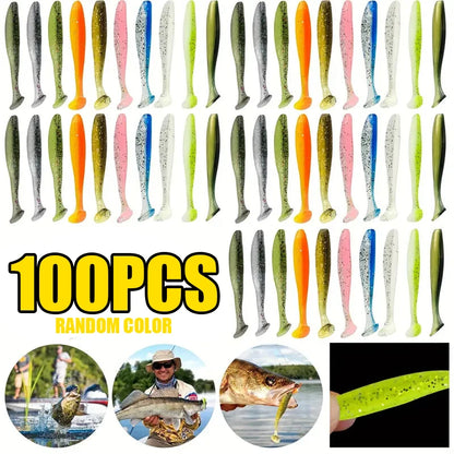 Fishing Lure Soft Tail Bait Set 55/65/75mm Swimbaits Silicone Wobblers Pesca Bass Carp Fishing Tackle Random Color 10/50/100Pcs