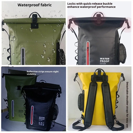 PVC Waterproof Dry Bag Backpack Capacity For Kayak Canoe Rafting Diving Beach Swimming Trekking Camping Shoulder Storage Bag