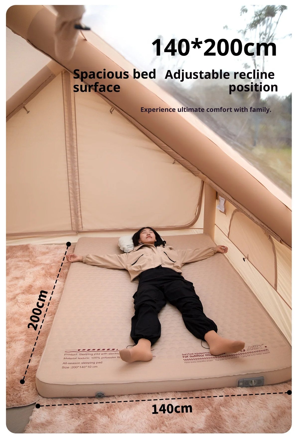MOUNTAINHIKER Single Double Person Self-inflating Mattress Thick 10cm Compact Folding Camping Sleeping Bed Pad Air Mat Floor