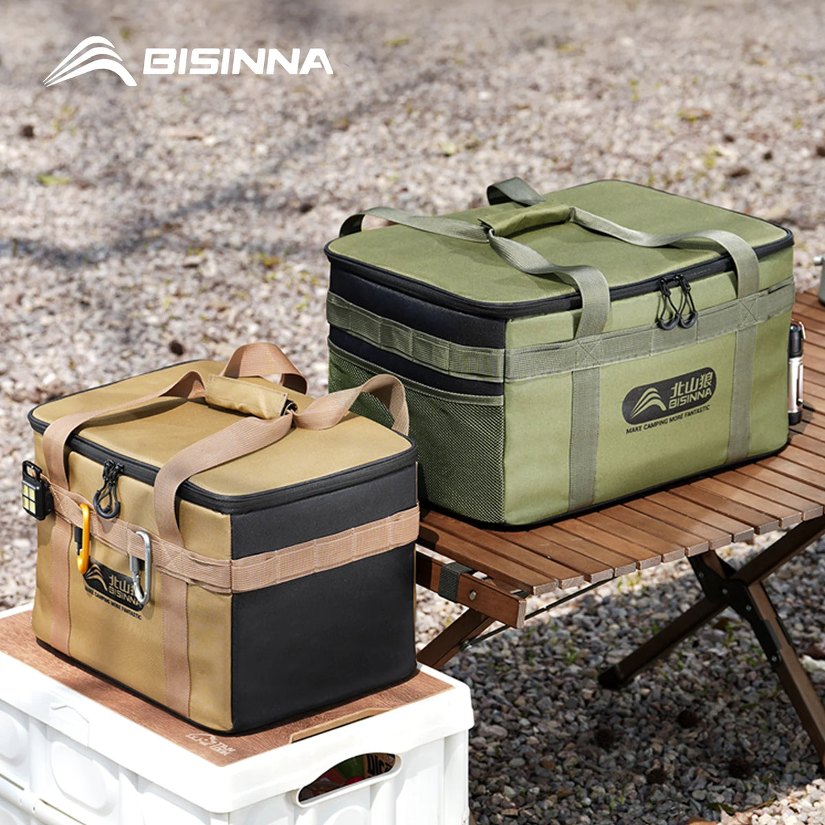 BISINNA Tactical Camping Storage Bag Picnic Thermal Bag Insulated Folding Box Portable Camping Tableware Equipment Outdoor Gear