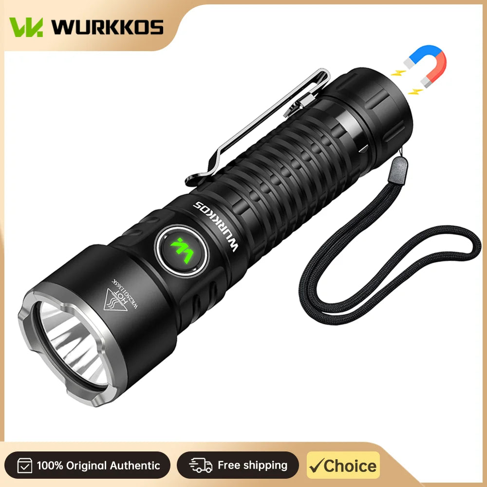 Wurkkos TS28 Tactical Flashlight 21700 Rechargeable 3200Lumens Portable Magnetic Tail Cap Flashlight IPX8 Waterproof Tail Switch