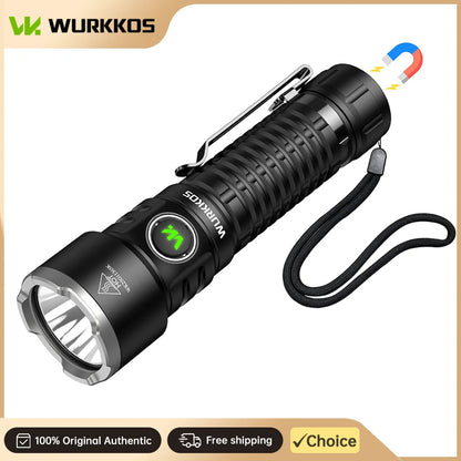 Wurkkos TS28 Tactical Flashlight 21700 Rechargeable 3200Lumens Portable Magnetic Tail Cap Flashlight IPX8 Waterproof Tail Switch