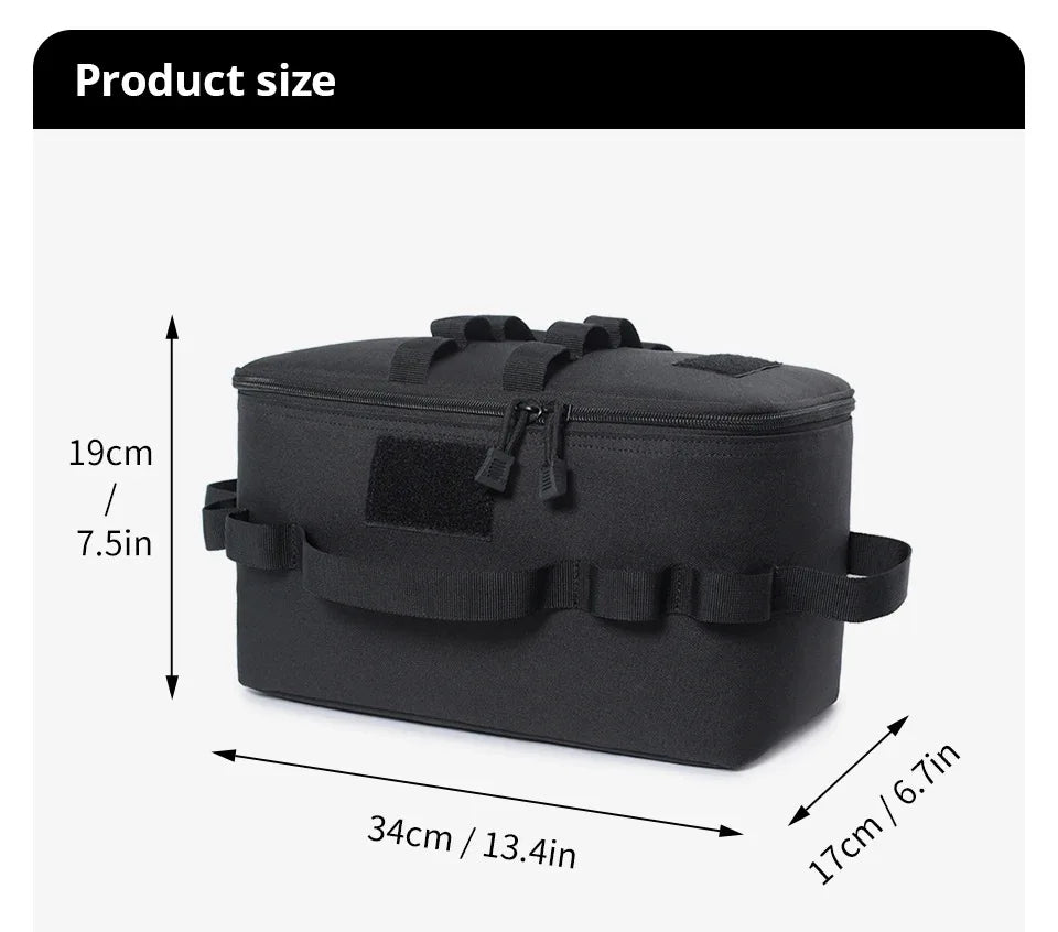 Large Capacity Outdoor Camping Storage Bag - Ground Nail Tool Bag with Picnic Cookware Utensils Kit Gas Canister Organizer