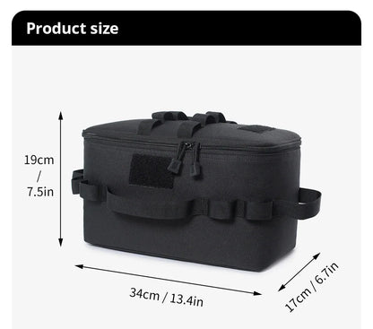 Large Capacity Outdoor Camping Storage Bag - Ground Nail Tool Bag with Picnic Cookware Utensils Kit Gas Canister Organizer