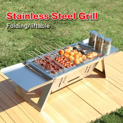 Stainless Steel Barbecue Stove Outdoor Charcoal Folding Barbecue Rack Household Small Folding Carbon Barbecue Skewer Stove BBQ