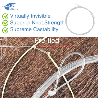 Aventik Premium Fluorocarbon Tapered Leaders 9ft (3 Pack)
