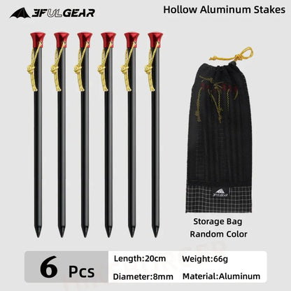 3F UL Gear 15.5cm/20cm Outdoor Ultralight Aluminum Alloy Stakes Camping Carbon Fiber Guy Line Canopy Rope Nails Tent Accessories