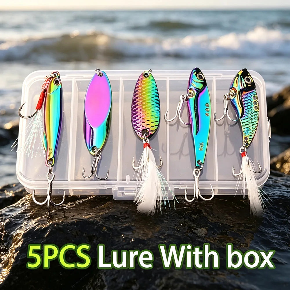5pcs/lot Wobbler Lures 3g/10g/15g Metal Vib Fishing Lure Set Sinking Hard Metal VIB Sea Fishing Lures Artificial Pesca Bait