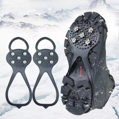 Outdoor Ice Cleats Anti Slip Shoe Covers Steel Studs Crampons for Walking on Snow and Icy Roads Winter Climbing Hiking Gear