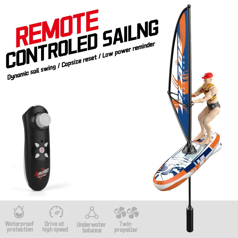 RC Sailing Boat 2.4G Remote Control Speedboat – Kayak Paddle Racing Model with Steering for Kids & Adults Birthday Gift