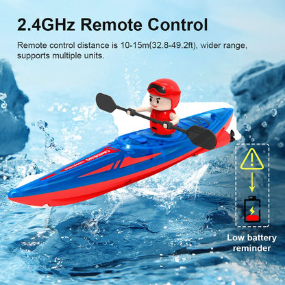 RC Kayak Racing Boat – 2.4G Remote Control Rowing Toy for Kids Water Games & Outdoor Fun