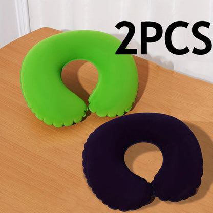 2Pcs/Pack Inflatable U-Shaped Pillow, Portable Folding Neck Pillow for Travel, Suitable for Travel