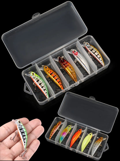 5pcs Fishing Lure Kit Sinking Minnow Trout Artificial Bait Crank Bait Bass Hook Wobbler Fishing Tackle Box Floating Jerkbait