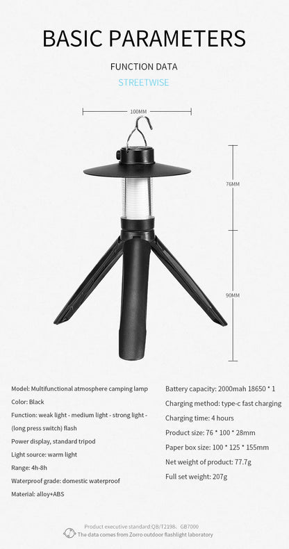 LED Camping Tent Lights Magnet Emergency Light Type-c Charging Camping Lantern Dimmable Hanging Lights for Outdoor Travel