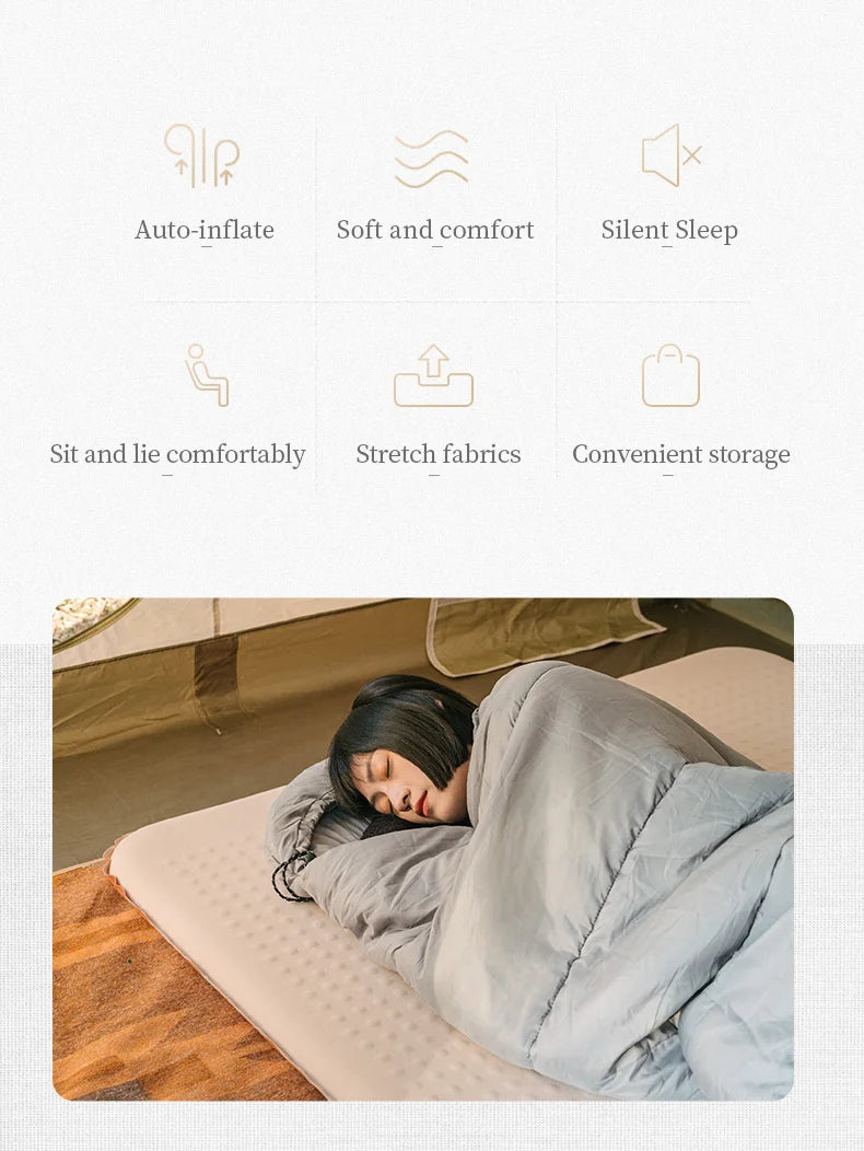 Naturehike 2025 New Air Mat Ultralight Elasticity Sponge Automatic Inflatable Mat Portable Folding Outdoor Camping Air Mattress