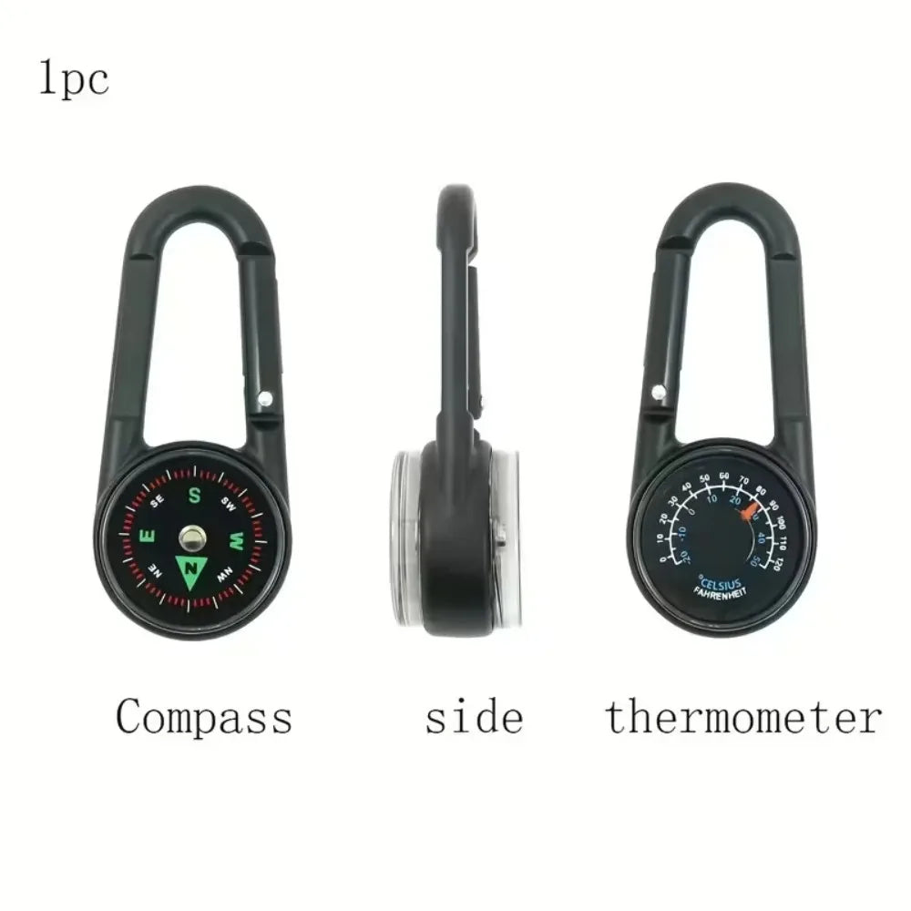 Durable Zinc Alloy Dual-Sided Compass&Thermometer Keychain|Portable Quick-Hang Outdoor Guide for Camping,Hiking,Beach