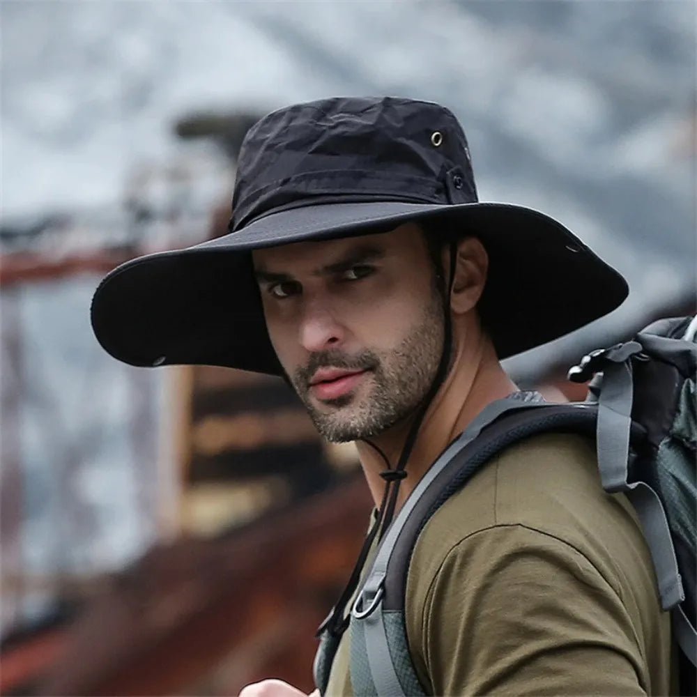 1PC New Fashion Summer Bucket Hat Cowboy Fishing2026Hats Mesh Breathable Anti UV Sun Cap Large Wide Brim