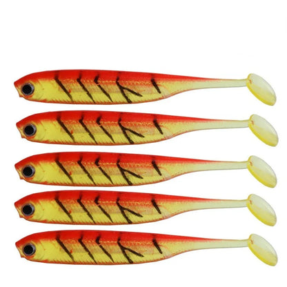 5Pcs opp 7cm 2.2g Jighead Worms T Tail fish Fishing Lures Rainbow Color  Fishing Bait Long-Range Freshwater and Saltwater Lure