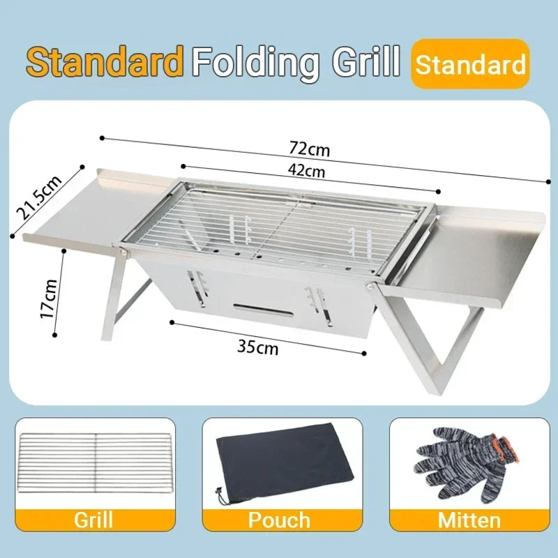 Stainless Steel Barbecue Stove Outdoor Charcoal Folding Barbecue Rack Household Small Folding Carbon Barbecue Skewer Stove BBQ