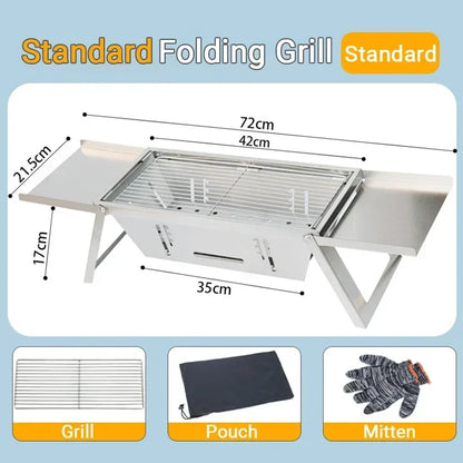 Stainless Steel Barbecue Stove Outdoor Charcoal Folding Barbecue Rack Household Small Folding Carbon Barbecue Skewer Stove BBQ