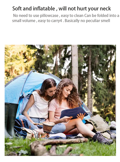 Portable Fold Inflatable Air Pillow Outdoor Travel Sleeping Camping PVC Neck Stretcher Backrest Plane Comfortable Pillow