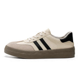 Men’s Trendy Leisure Sneakers – Soft Leather Low-Top Walking Shoes | Wear-Resistant Casual Sports Footwear