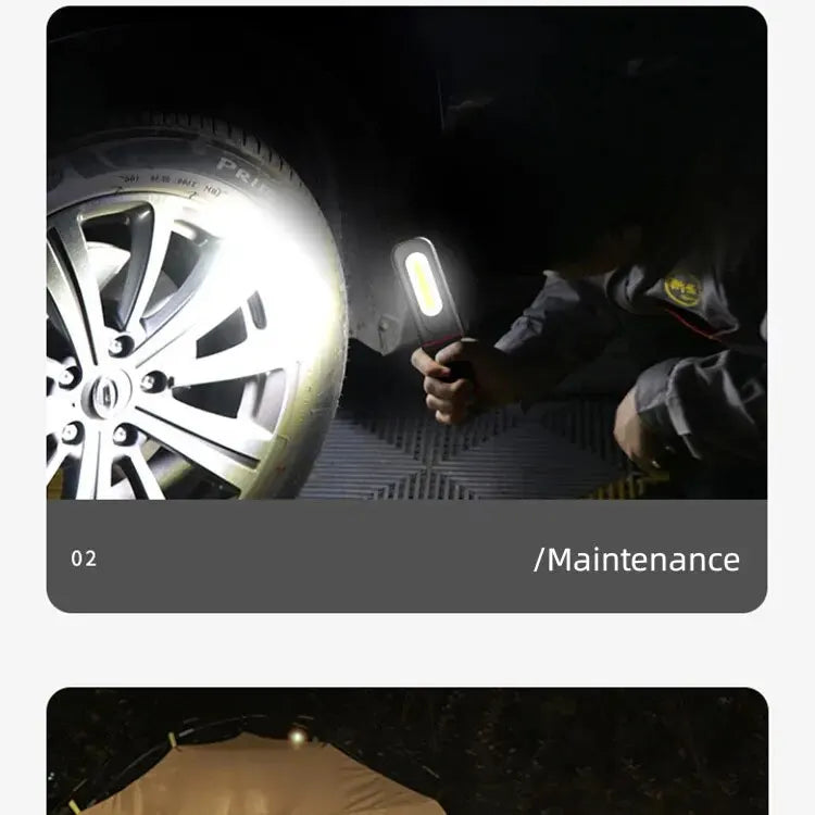 Portable USB Rechargeable Work Light Magnetic COB LED Flashlight Hanging Lamp with Built-in Battery Camping Torch