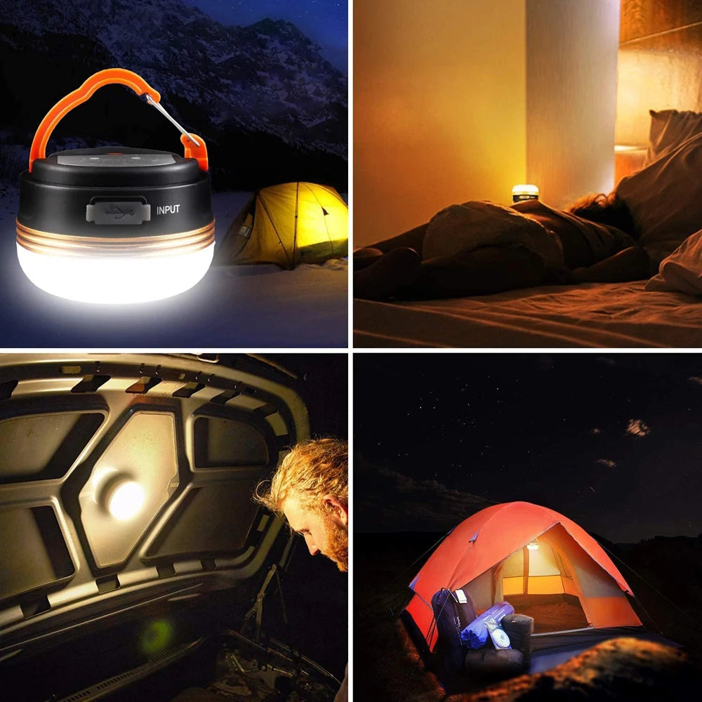 High Power Camping Lantern Tents Lamp 1200mah USB Rechargeable Portable Camping Lights Outdoor Hiking Night Hanging Lamp