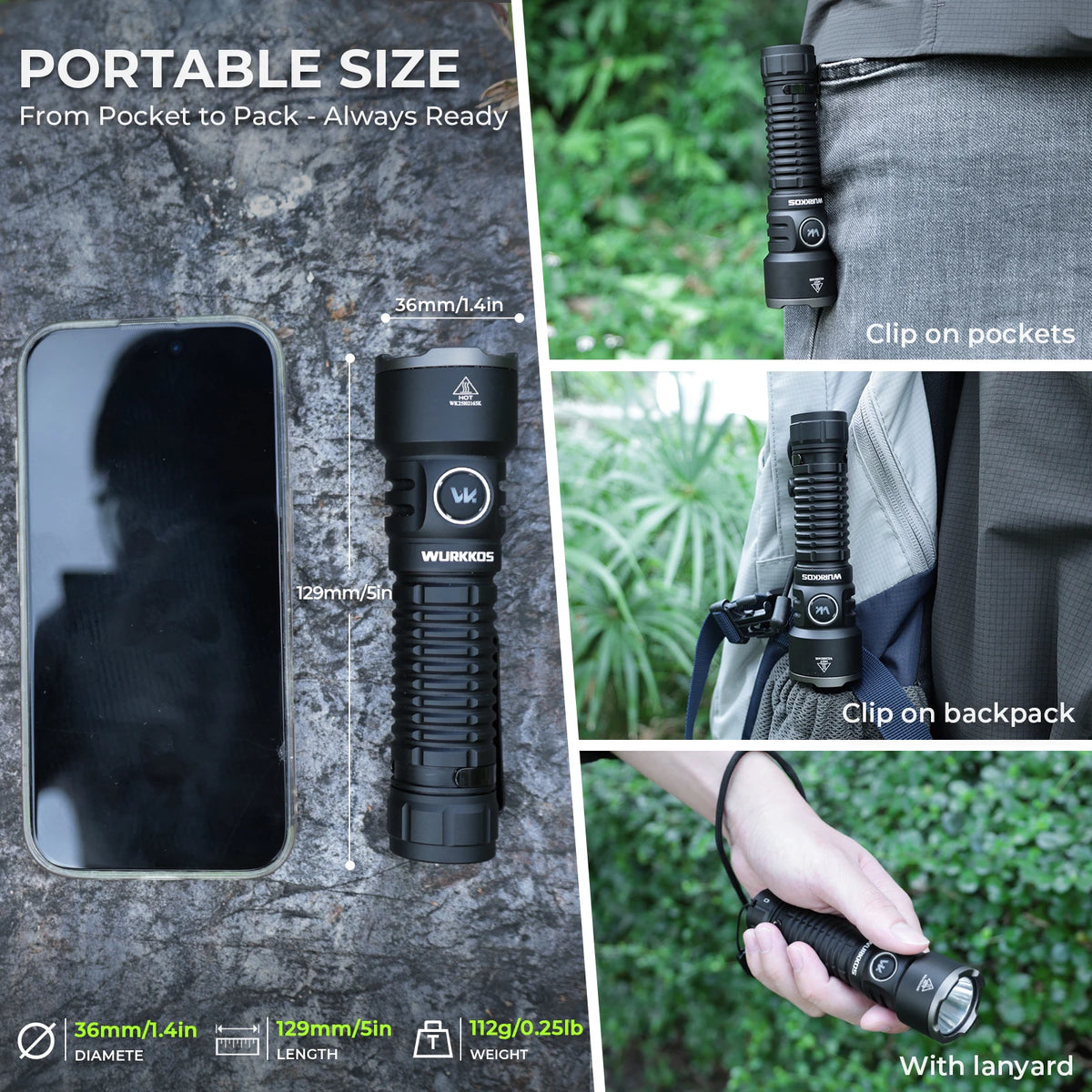 Wurkkos TS28 Tactical Flashlight 21700 Rechargeable 3200Lumens Portable Magnetic Tail Cap Flashlight IPX8 Waterproof Tail Switch