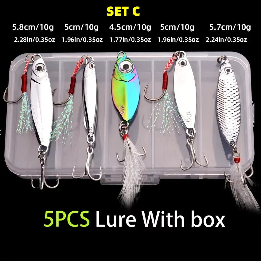 5pcs/lot Wobbler Lures 3g/10g/15g Metal Vib Fishing Lure Set Sinking Hard Metal VIB Sea Fishing Lures Artificial Pesca Bait