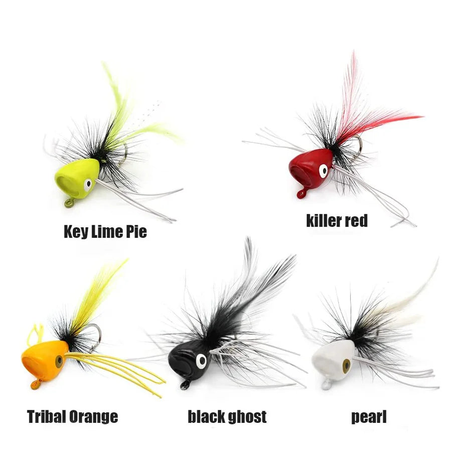GOBAIT Topwater Popper Flies (5 Pack)