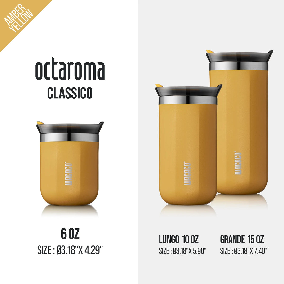 WACACO Octaroma Vacuum Insulated Coffee Mug, Double-wall Stainless Steel Travel Tumbler, 6/10/15 Fl Oz, Thermo, Valentines Gift