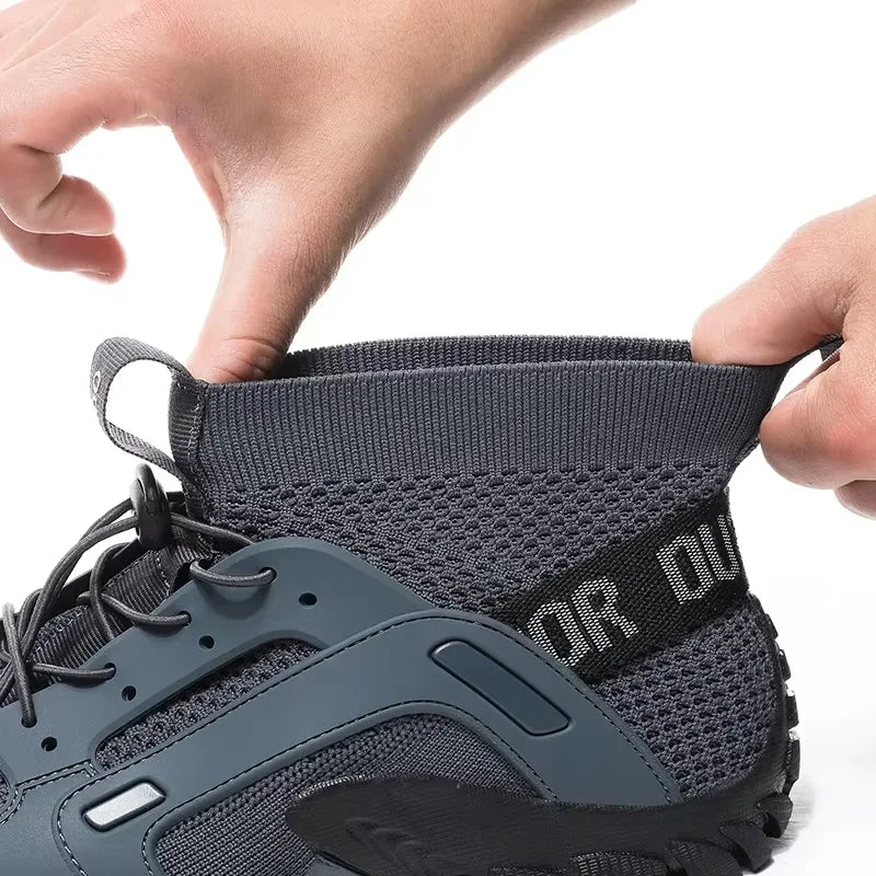 Men’s Wading Hiking Sneakers – High-Top Slip-Resistant Outdoor Fishing Boots, Breathable Mesh Ankle Shoes