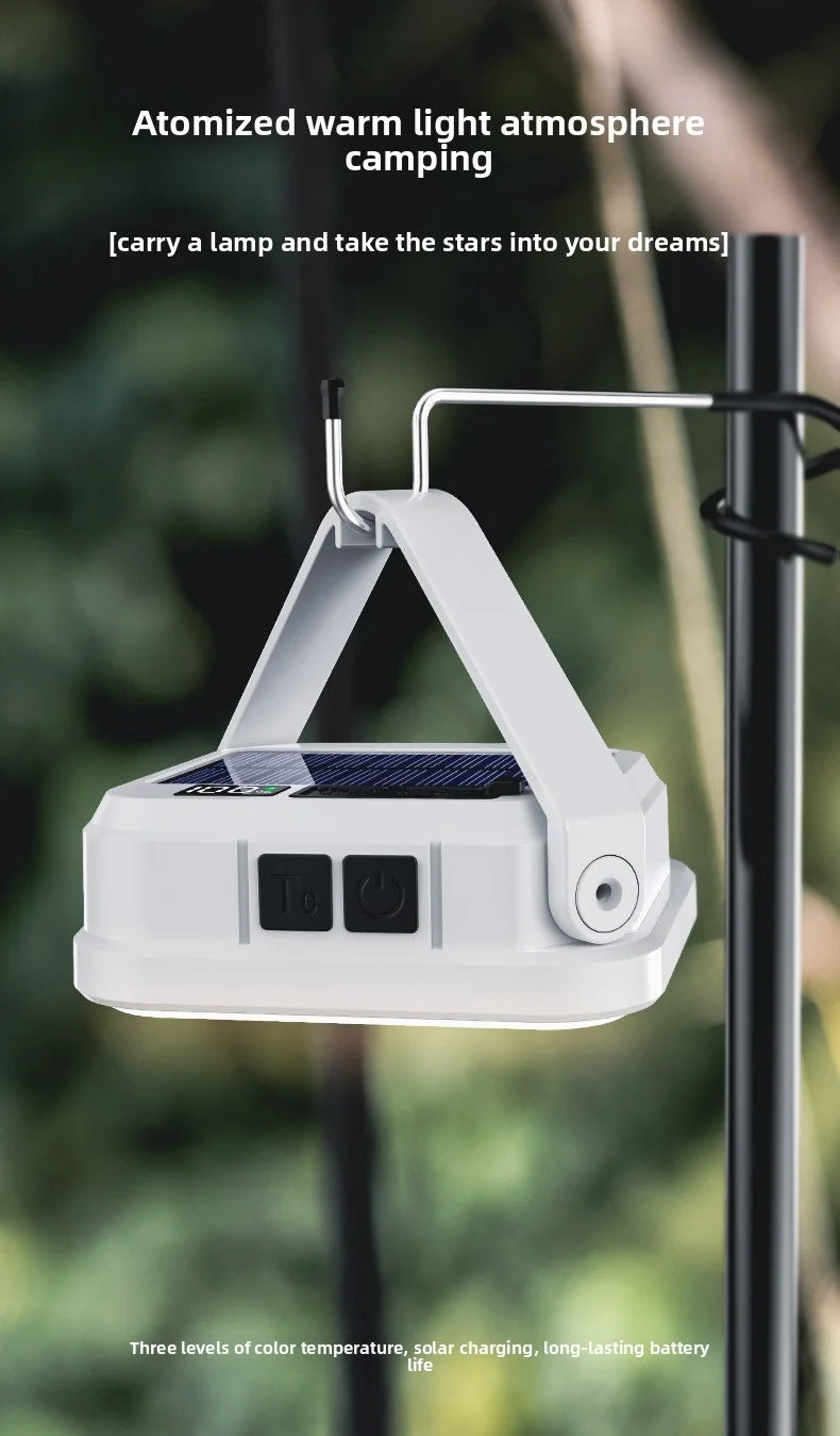 Emergency Lighting Solar Camping Light Portable Outdoor Tent Work SMD Rechargeable LED Hanging Lamp with Digital Power Display