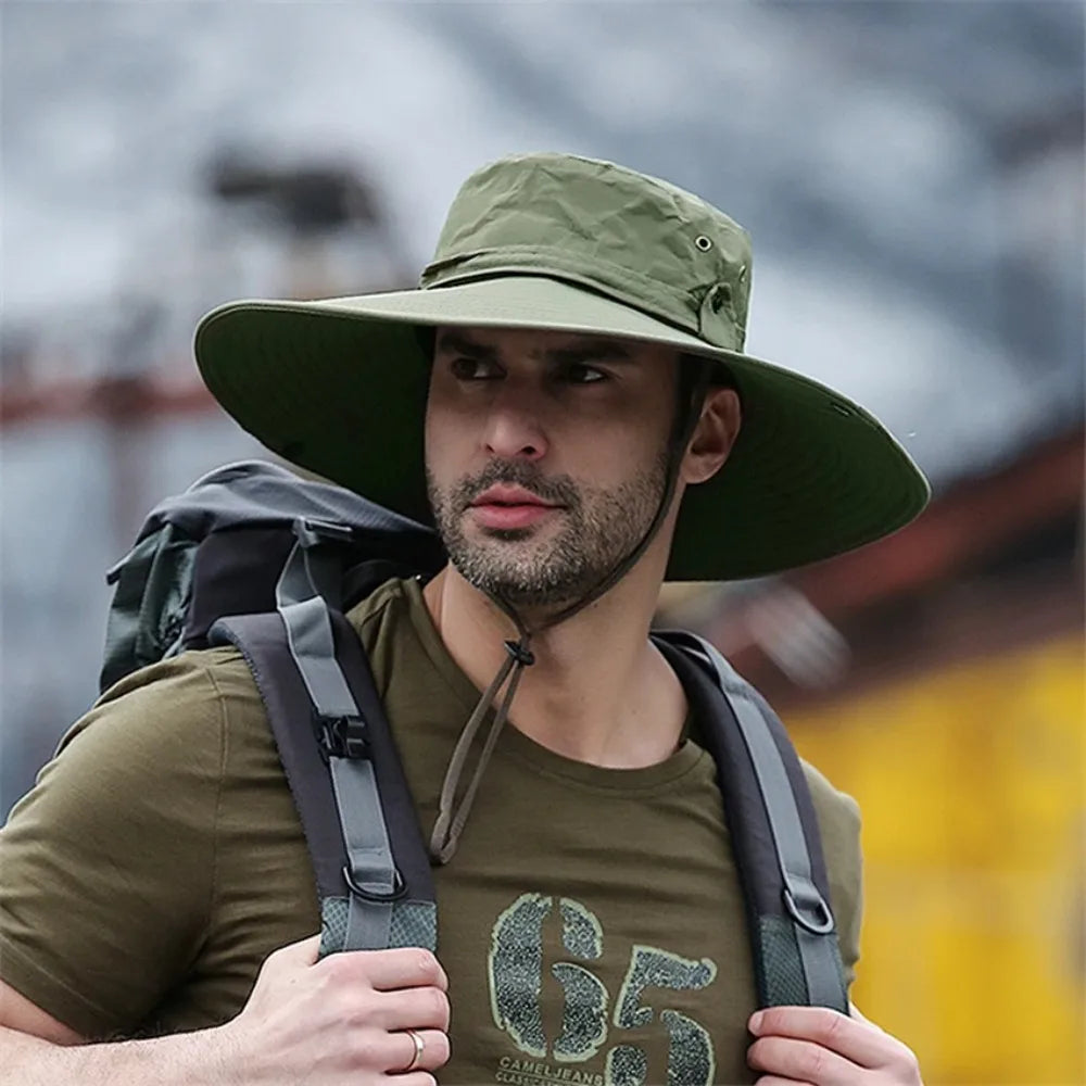 1PC New Fashion Summer Bucket Hat Cowboy Fishing2026Hats Mesh Breathable Anti UV Sun Cap Large Wide Brim