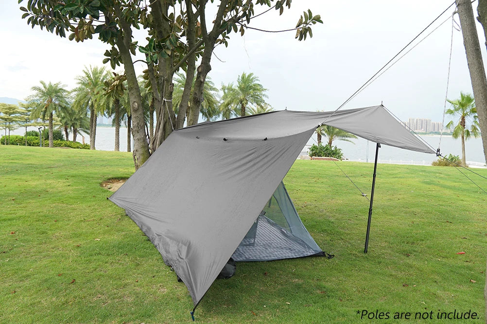 19 Hanging Points Black Coating Tarp Waterproof Black Coated Tarp Outdoor Camping Tent Tarp Bushcraft Shelter DIY Tent Fly