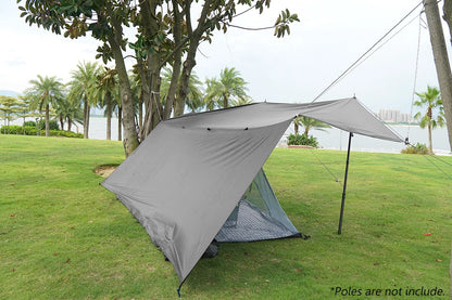 19 Hanging Points Black Coating Tarp Waterproof Black Coated Tarp Outdoor Camping Tent Tarp Bushcraft Shelter DIY Tent Fly