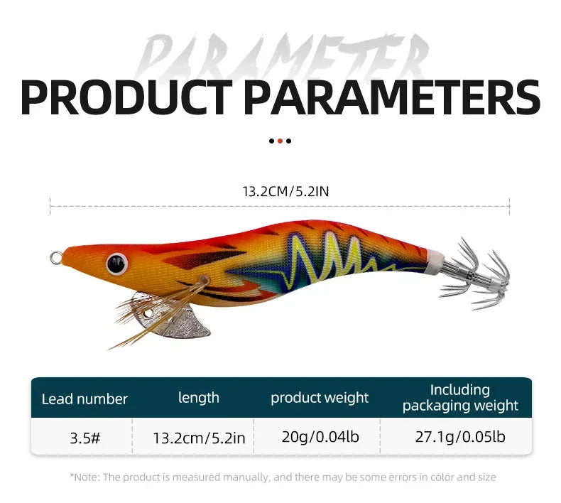 ShareShark 5Pcs/Set Luminous Squid Jig Hooks, 13.2cm 20g 3.5oz #   Shrimp Fishing Lures, Artificial Hard Prawn Bait for Fishing