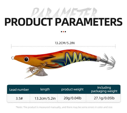 ShareShark 5Pcs/Set Luminous Squid Jig Hooks, 13.2cm 20g 3.5oz #   Shrimp Fishing Lures, Artificial Hard Prawn Bait for Fishing