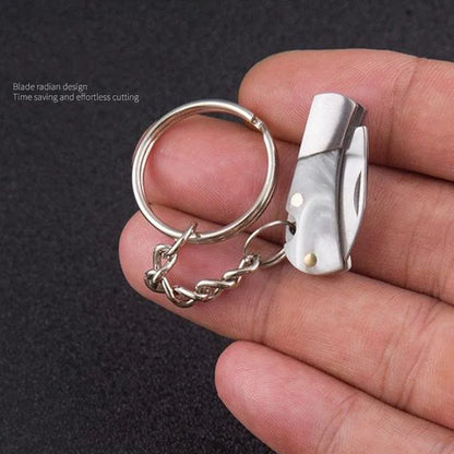 5cm Acrylic Mini Folding Knife Pendant Brass Wood Keychains Sharp Small Blade Portable Hanging Outdoor Camping Unboxing Knife