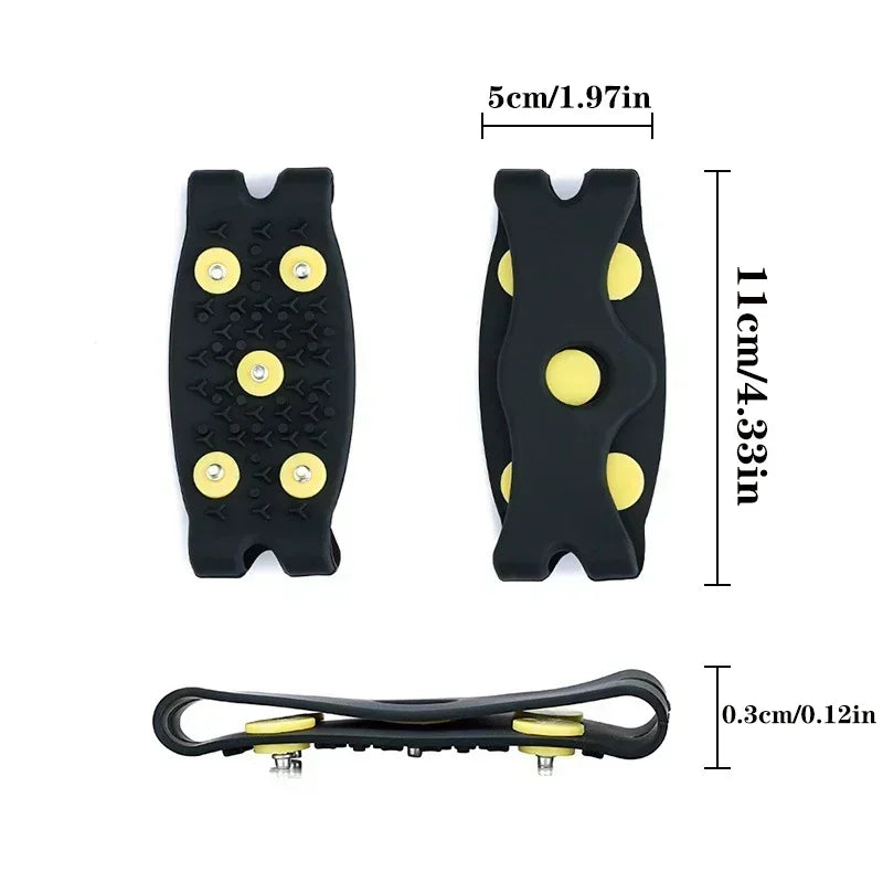 2pcs 5 Teeth Snow Ice Claw Climbing Anti Slip Spikes Grips Crampon Cleats Sport Shoes Cover for Women Men Boots Cover
