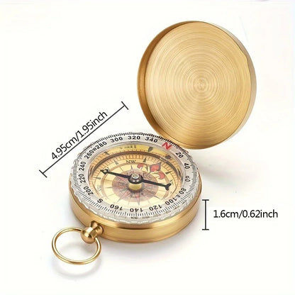 3Y-1/2Pcs Brass Pocket Compass for Camping  Hiking Water-Resistant Handheld Navigation Device Outdoor Portable Orienteering Gear