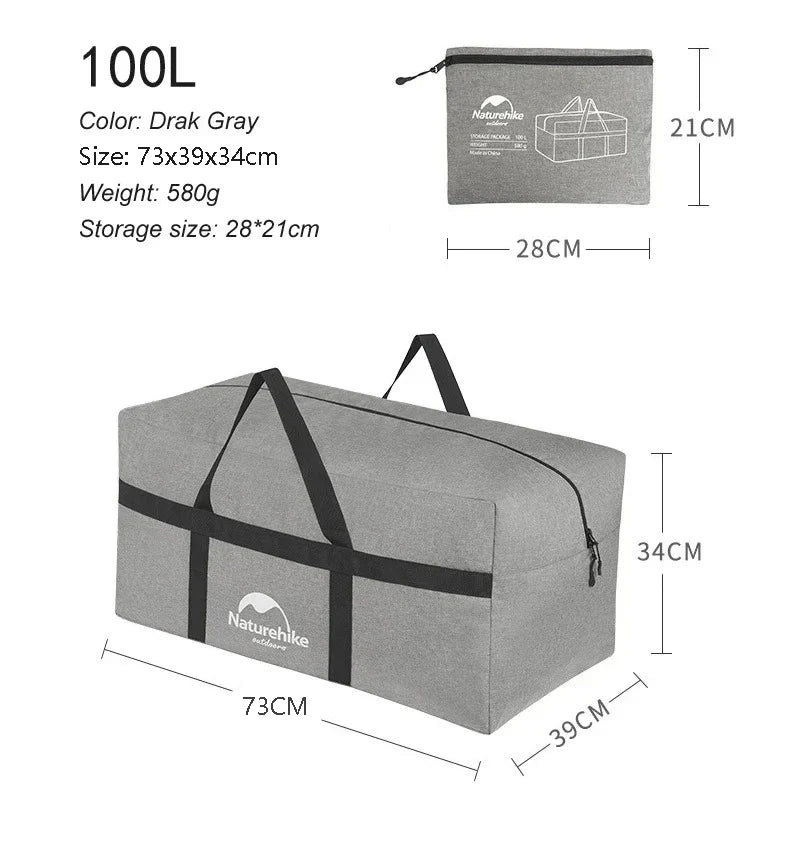 Naturehike Storage Bags 45L 100L Large Capacity Folding Durable Bags Travel Bag for Family Camping Outdoor Activities
