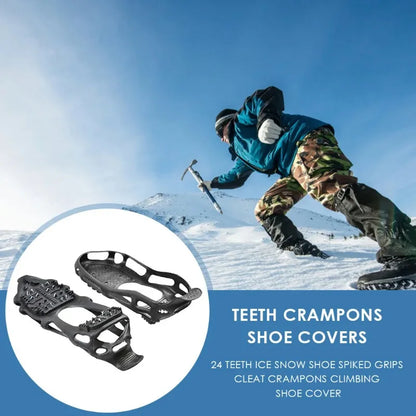 24 Teeth Spikes Ice Gripper Fishing Climbing Ice Crampons Snow Anti Slip Shoe Cover for Footwear