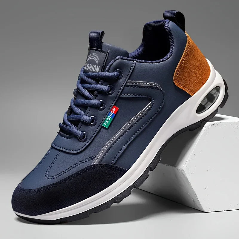Men’s Trendy Sports Shoes – Lightweight Breathable Non-Slip Sneakers with Suede Detailing for Daily Wear & Outdoor Style
