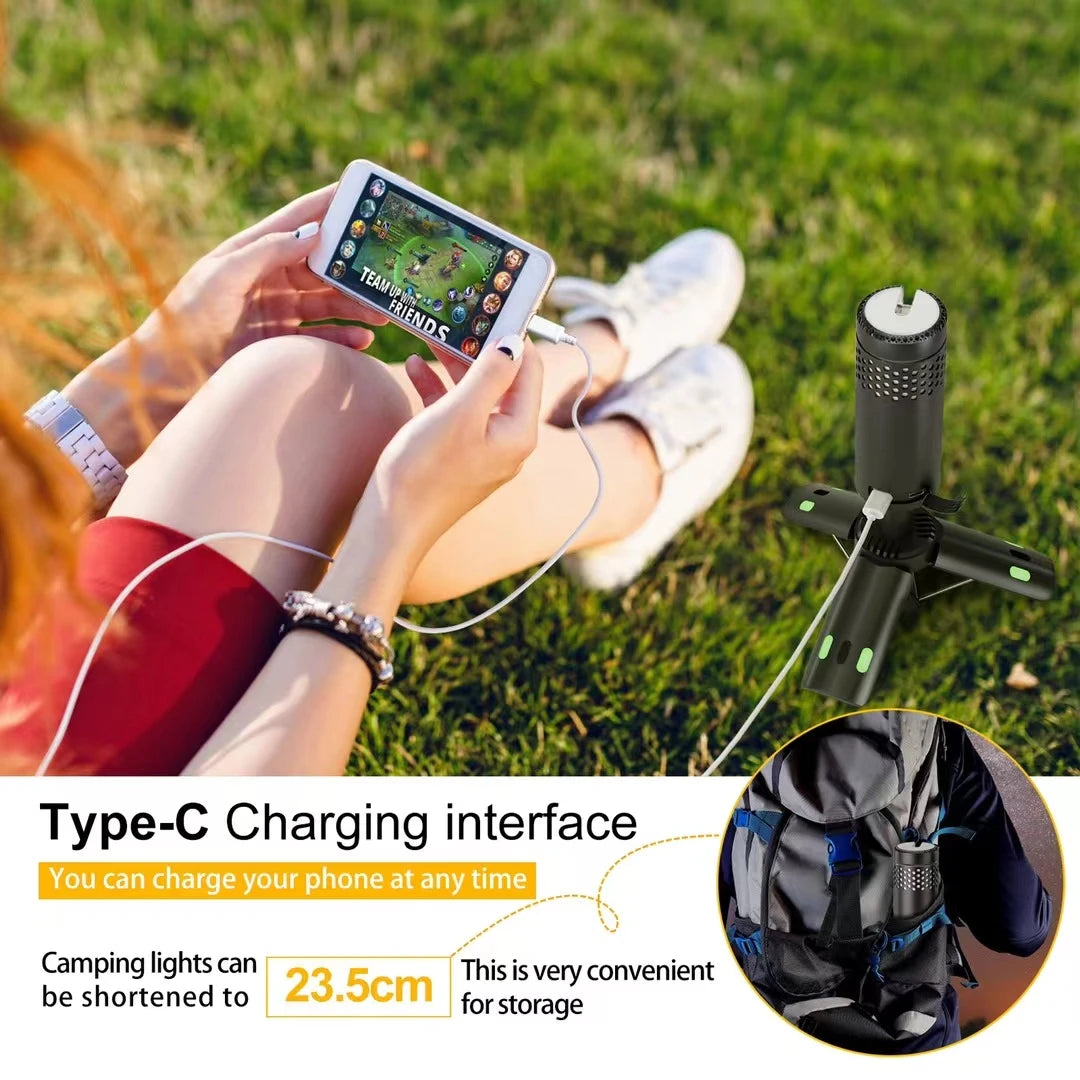 10000mAh Camping Light USB Rechargeable LED Emergency Lamp Outdoor Portable Lanterns with Magnetic Flashlight for BBQ Tents