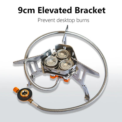 TARKA Camping Gas Stove 5800w 3 Head Gas Burner Tourist Strong Fire Furnace Climbing Hiking Equipment Picnic Kitchen Cookware