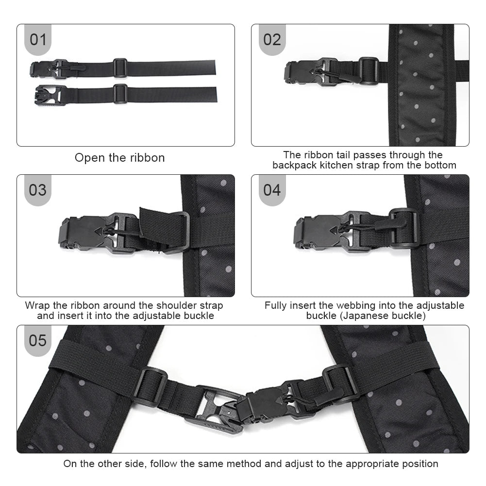 Backpack Chest Bag Strap Harness Adjustable Buckle Clip Straps Non-slip for Outdoor Camping Tactical Bag Fixed Belt Accessories