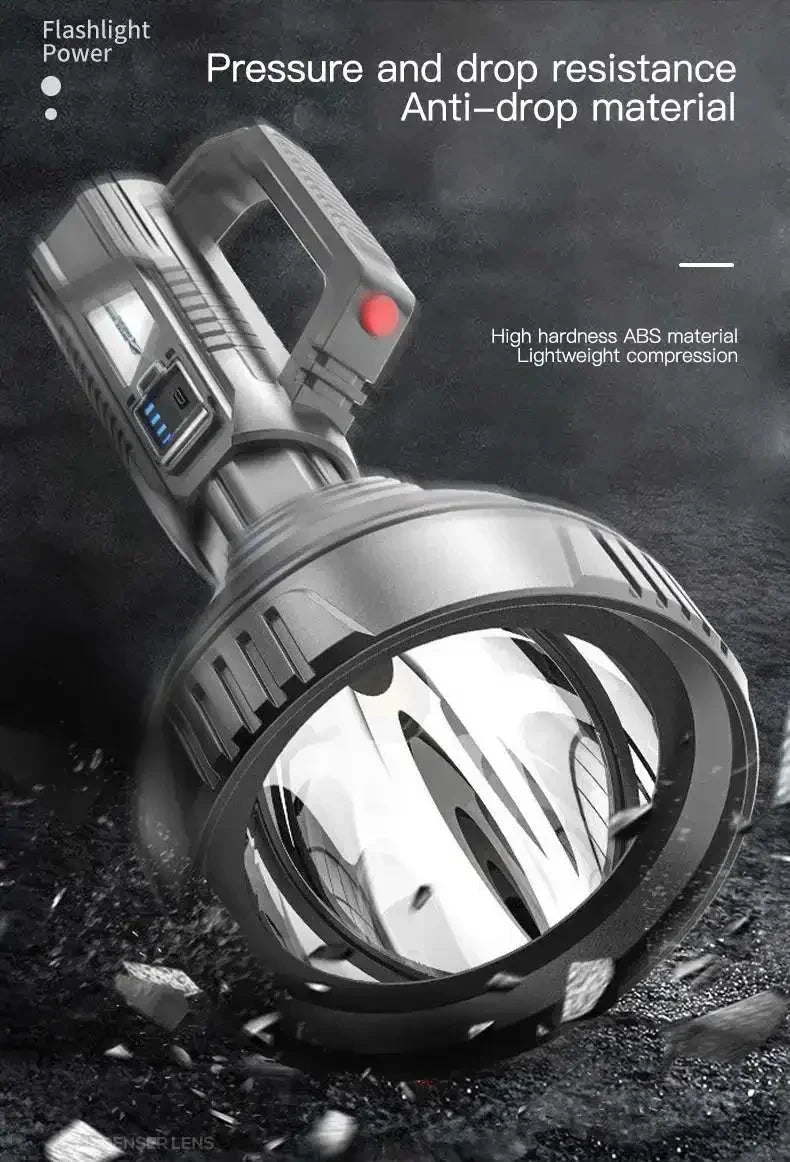 New High Power LED Flashlight Waterproof Fishing Lantern Torch USB Rechargeable Powerful Spotlight Searchlight Camping Lamp